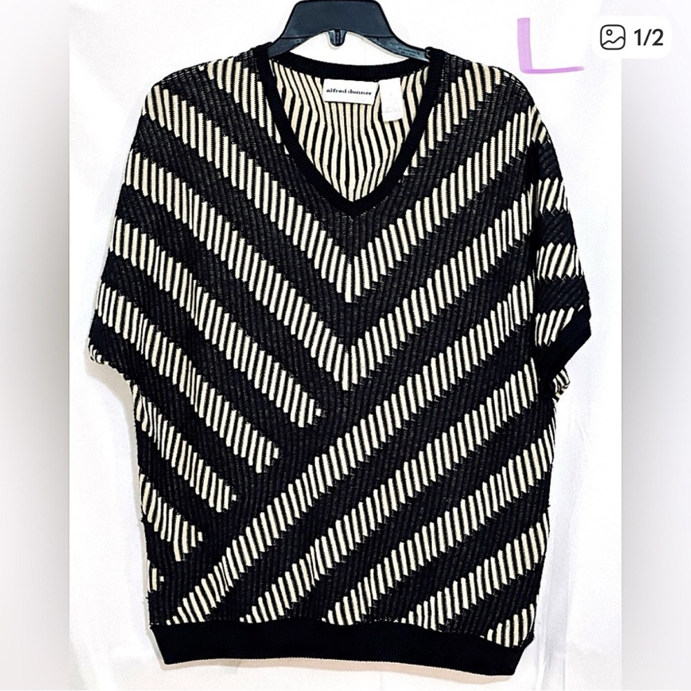 LADIES BLACK & TAN STRIPED TOP